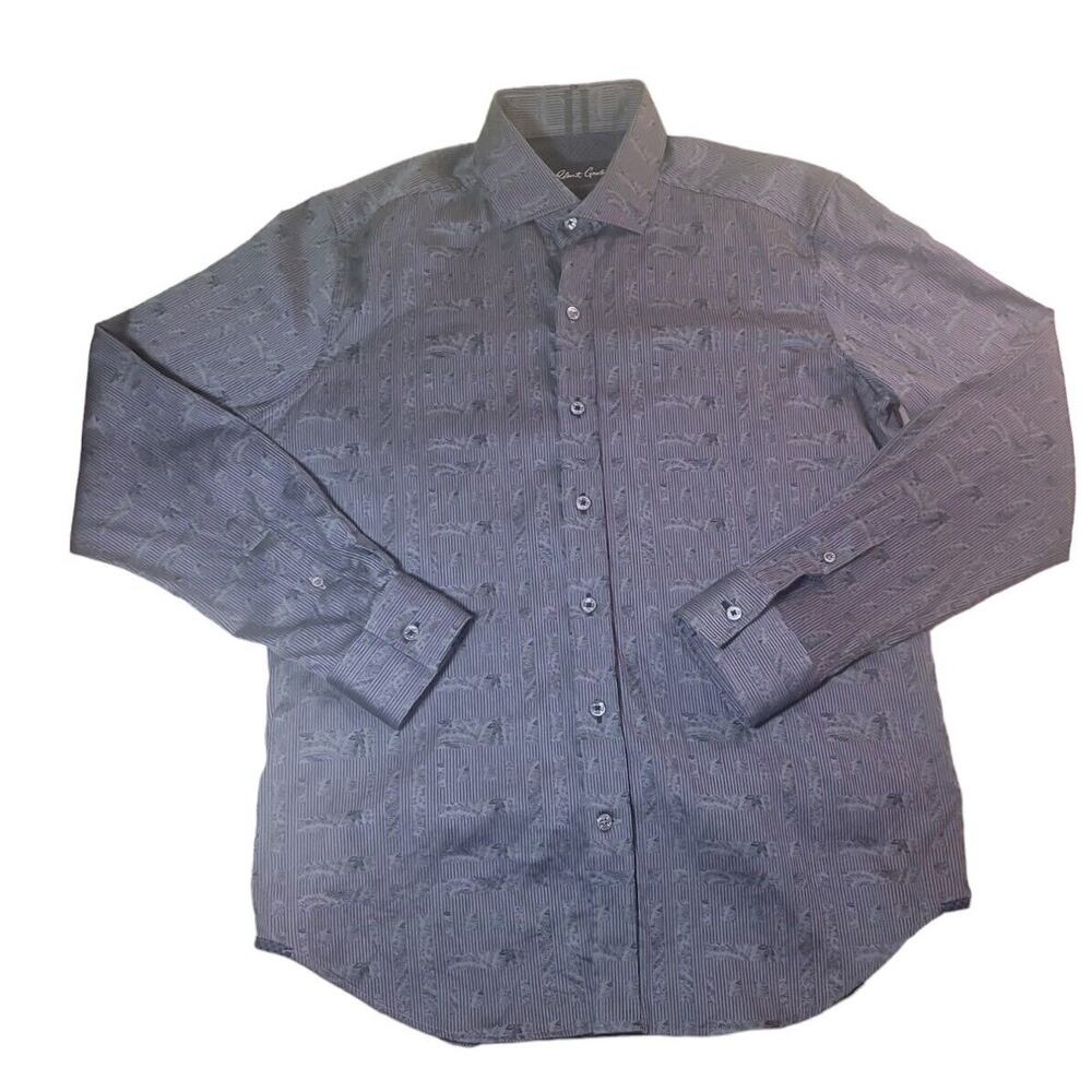 Robert Graham Gray Geo Flip Cuff Shirt M Designer Button Up EUC